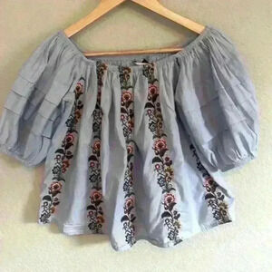 American Eagle Off the Shoulder Ballon Sleeves Floral Top Size XS